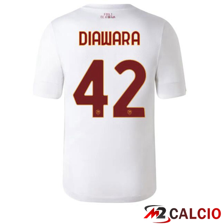 Maglie Calcio Personalizzate,Tute Calcio Squadre,Maglia Nazionale Italiana Calcio | Maglie Calcio AS Roma (DIAWARA 42) Seconda Bianco 2022/2023