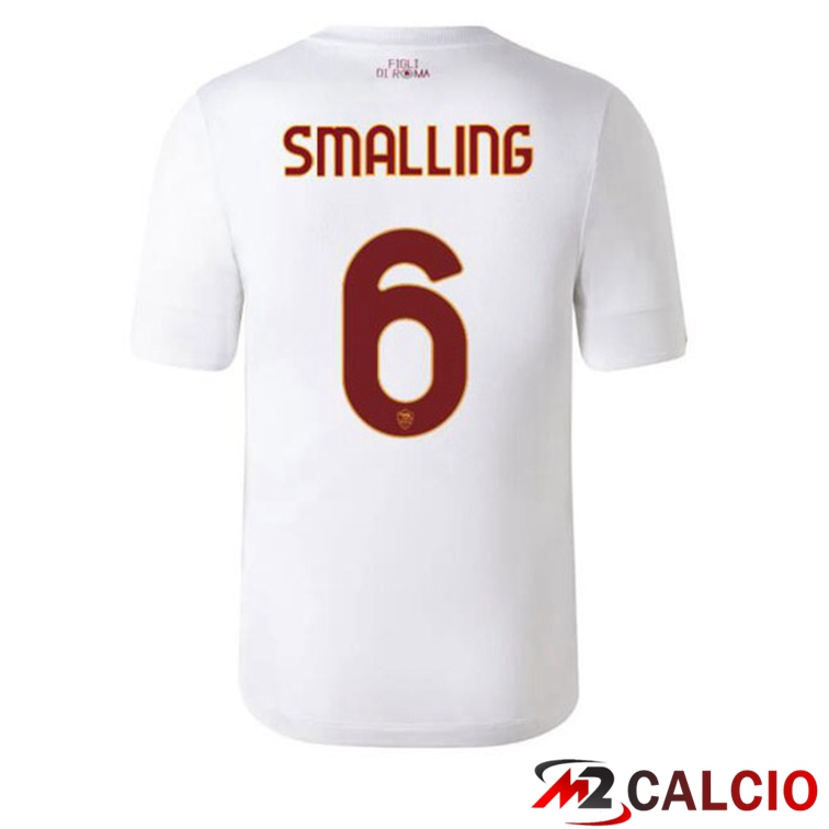 Maglie Calcio Personalizzate,Tute Calcio Squadre,Maglia Nazionale Italiana Calcio | Maglie Calcio AS Roma (SMALLING 6) Seconda Bianco 2022/2023