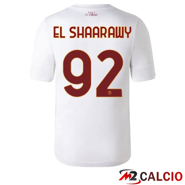 Maglie Calcio Personalizzate,Tute Calcio Squadre,Maglia Nazionale Italiana Calcio | Maglie Calcio AS Roma (EL SHAARAWY 92) Seconda Bianco 2022/2023