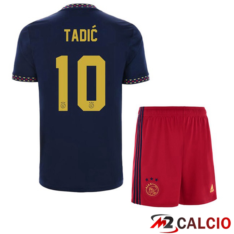 Maglie Calcio Personalizzate,Tute Calcio Squadre,Maglia Nazionale Italiana Calcio | Maglie Calcio AFC Ajax (Tadić 10) Bambino Seconda Nero 2022/2023