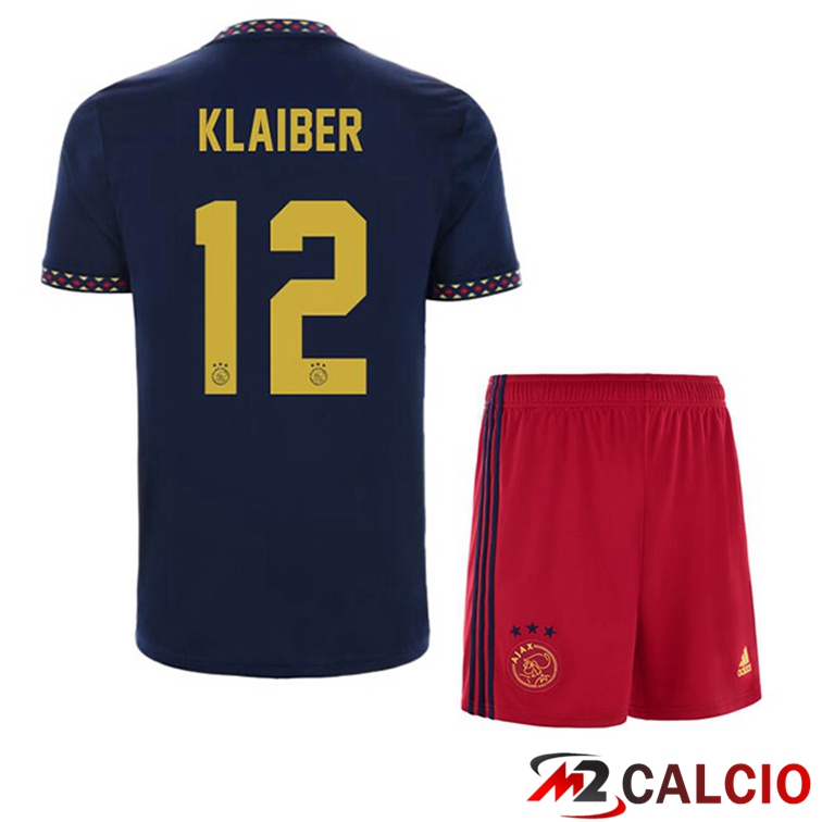 Maglie Calcio Personalizzate,Tute Calcio Squadre,Maglia Nazionale Italiana Calcio | Maglie Calcio AFC Ajax (Klaiber 12) Bambino Seconda Nero 2022/2023