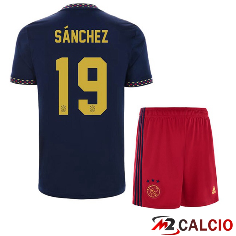 Maglie Calcio Personalizzate,Tute Calcio Squadre,Maglia Nazionale Italiana Calcio | Maglie Calcio AFC Ajax (Sánchez 19) Bambino Seconda Nero 2022/2023