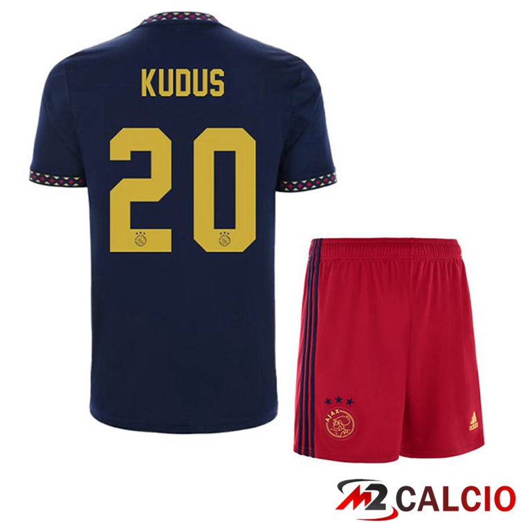 Maglie Calcio Personalizzate,Tute Calcio Squadre,Maglia Nazionale Italiana Calcio | Maglie Calcio AFC Ajax (Kudus 20) Bambino Seconda Nero 2022/2023