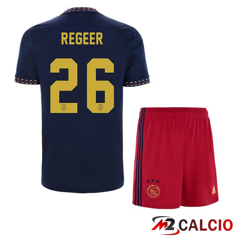 Maglie Calcio Personalizzate,Tute Calcio Squadre,Maglia Nazionale Italiana Calcio | Maglie Calcio AFC Ajax (Regeer 26) Bambino Seconda Nero 2022/2023
