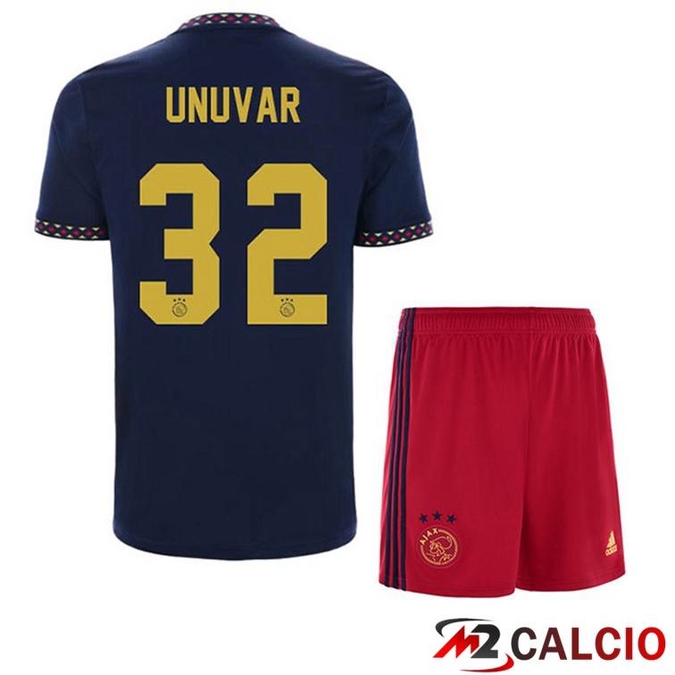 Maglie Calcio Personalizzate,Tute Calcio Squadre,Maglia Nazionale Italiana Calcio | Maglie Calcio AFC Ajax (Unuvar 32) Bambino Seconda Nero 2022/2023