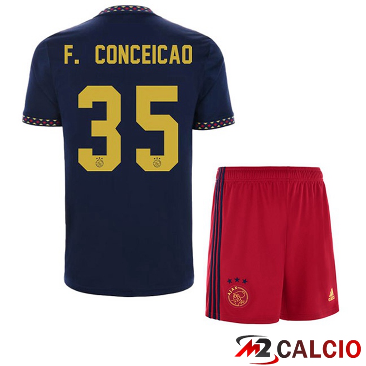 Maglie Calcio Personalizzate,Tute Calcio Squadre,Maglia Nazionale Italiana Calcio | Maglie Calcio AFC Ajax (F. Conceicao 35) Bambino Seconda Nero 2022/2023