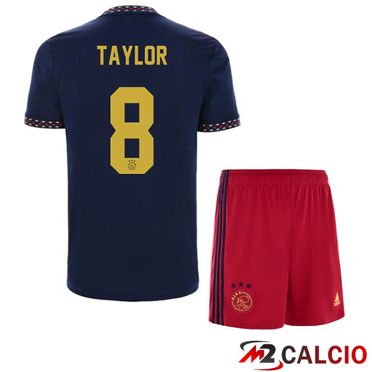 Maglie Calcio Personalizzate,Tute Calcio Squadre,Maglia Nazionale Italiana Calcio | Maglie Calcio AFC Ajax (Taylor 8) Bambino Seconda Nero 2022/2023