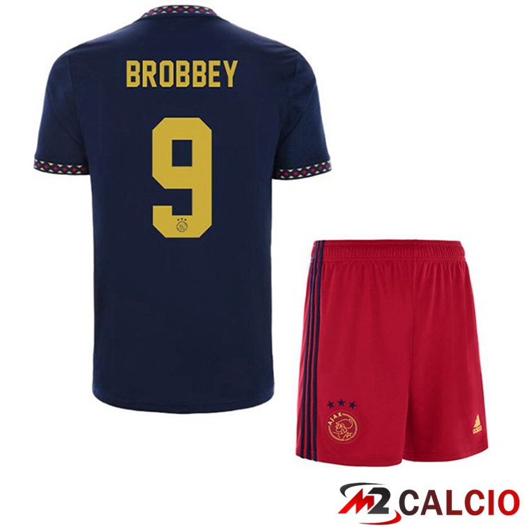 Maglie Calcio Personalizzate,Tute Calcio Squadre,Maglia Nazionale Italiana Calcio | Maglie Calcio AFC Ajax (Brobbey 9) Bambino Seconda Nero 2022/2023