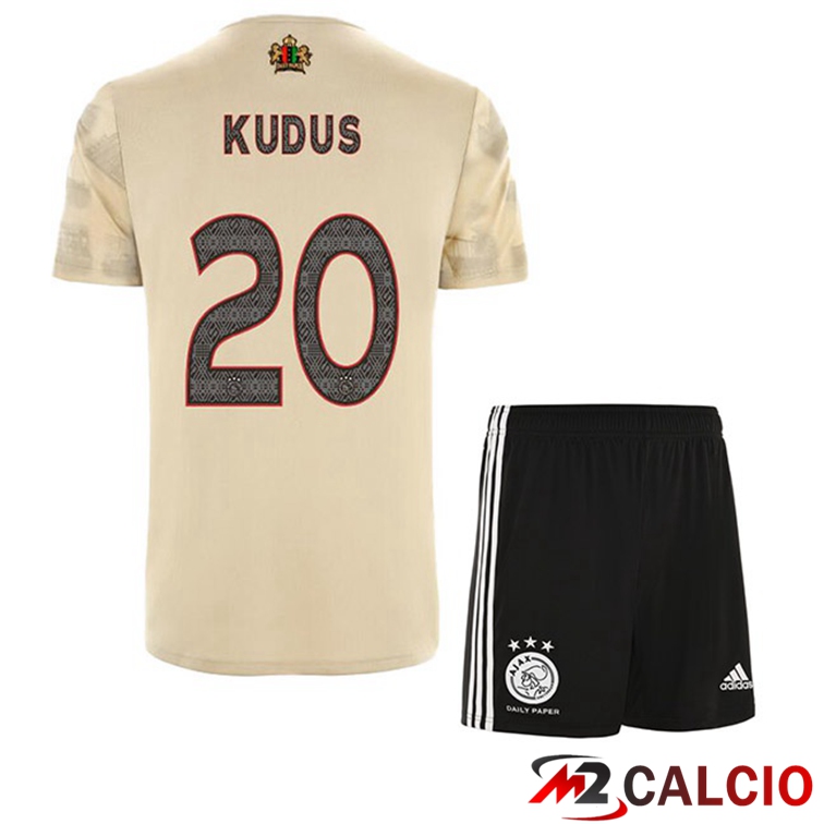Maglie Calcio Personalizzate,Tute Calcio Squadre,Maglia Nazionale Italiana Calcio | Maglie Calcio AFC Ajax (Kudus 20) Bambino Terza Marrone 2022/2023