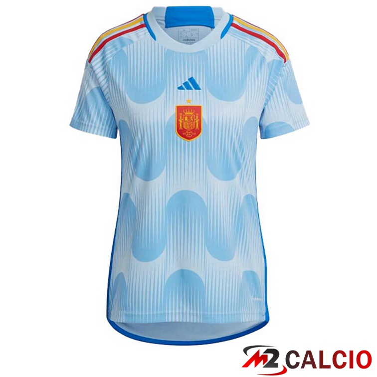 Maglie Calcio Personalizzate,Tute Calcio Squadre,Maglia Nazionale Italiana Calcio | Maglie Calcio Spagna Donna Seconda Blu Bianco Coppa del Mondo 2022