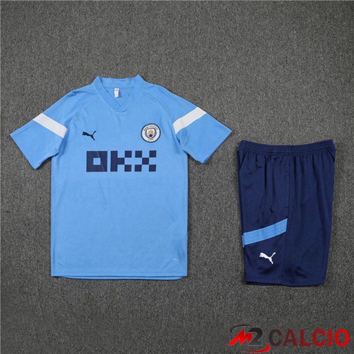 T Shirt Allenamento Manchester City + Shorts Blu 2022/2023