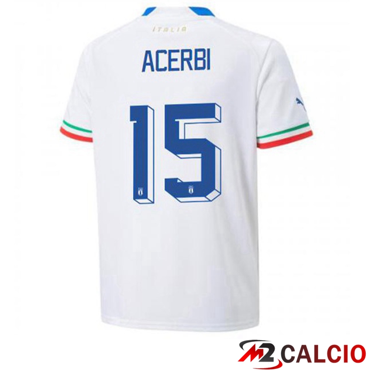 Maglie Calcio Personalizzate,Tute Calcio Squadre,Maglia Nazionale Italiana Calcio | Maglie Calcio Italia (Acerbi 15) Seconda Bianco 2022/2023