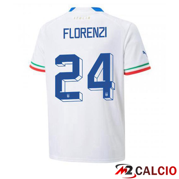 Maglie Calcio Personalizzate,Tute Calcio Squadre,Maglia Nazionale Italiana Calcio | Maglie Calcio Italia (Florenzi 24) Seconda Bianco 2022/2023