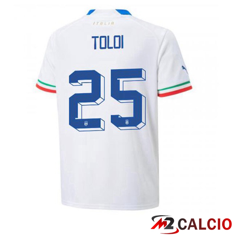 Maglie Calcio Personalizzate,Tute Calcio Squadre,Maglia Nazionale Italiana Calcio | Maglie Calcio Italia (Toloi 25) Seconda Bianco 2022/2023