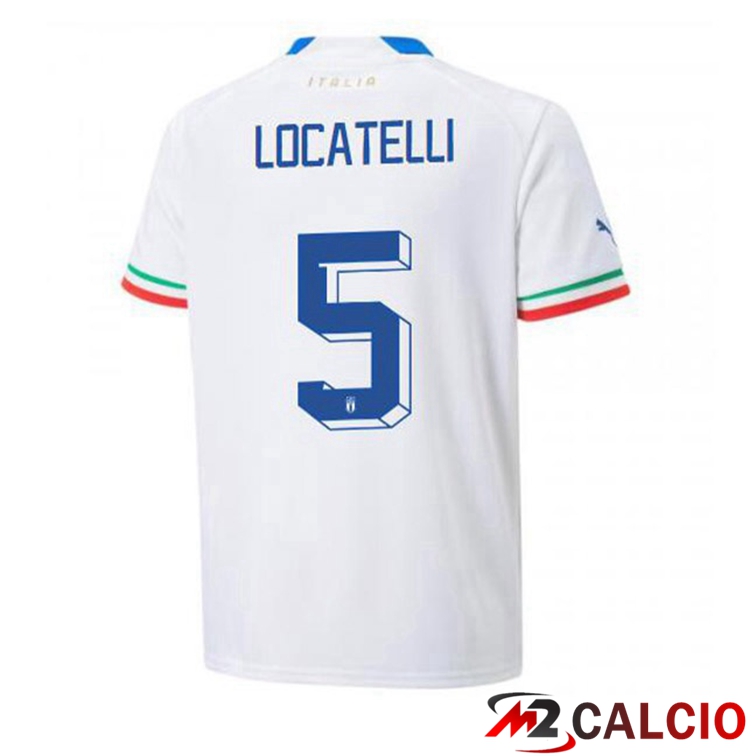 Maglie Calcio Personalizzate,Tute Calcio Squadre,Maglia Nazionale Italiana Calcio | Maglie Calcio Italia (Locatelli 5) Seconda Bianco 2022/2023