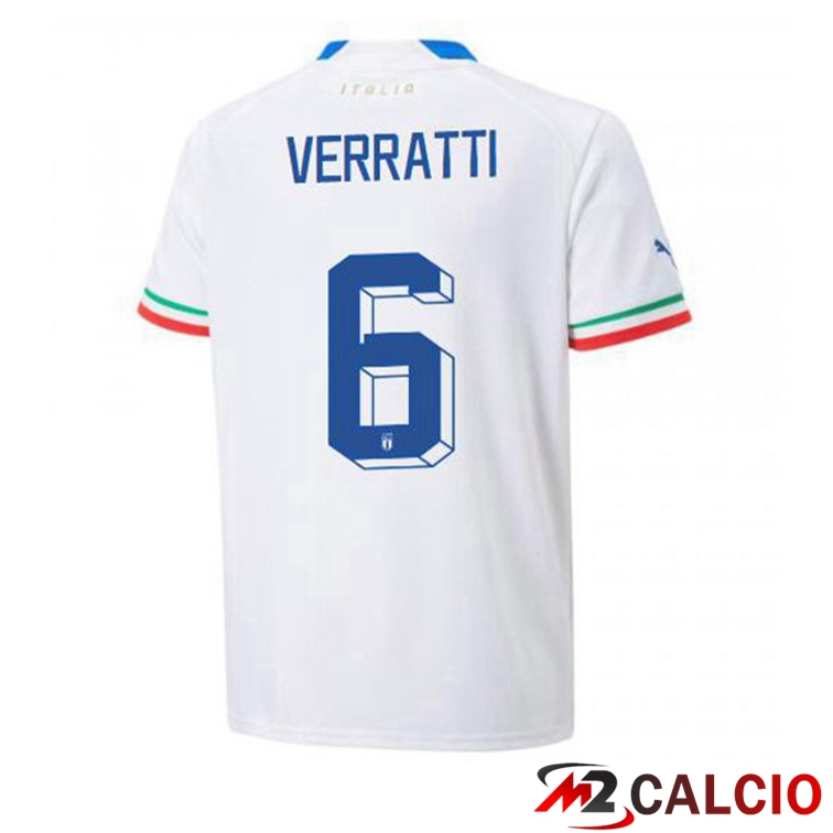 Maglie Calcio Personalizzate,Tute Calcio Squadre,Maglia Nazionale Italiana Calcio | Maglie Calcio Italia (Verratti 6) Seconda Bianco 2022/2023
