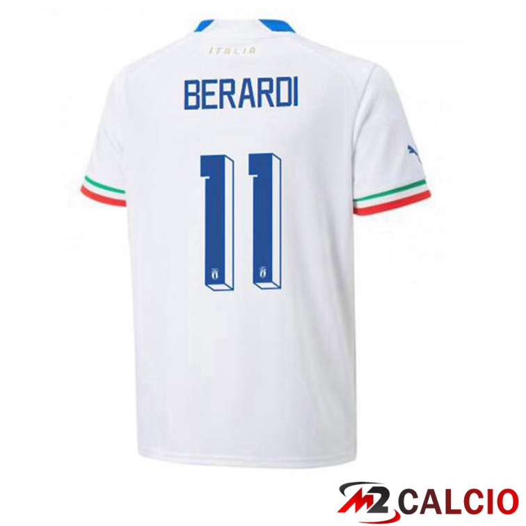Maglie Calcio Personalizzate,Tute Calcio Squadre,Maglia Nazionale Italiana Calcio | Maglie Calcio Italia (Berardi 11) Seconda Bianco 2022/2023