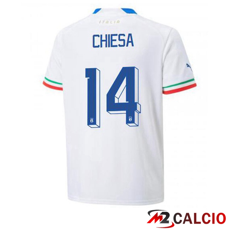 Maglie Calcio Personalizzate,Tute Calcio Squadre,Maglia Nazionale Italiana Calcio | Maglie Calcio Italia (Chiesa 14) Seconda Bianco 2022/2023