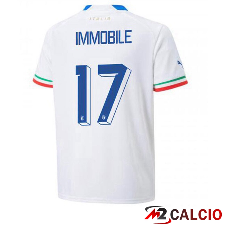 Maglie Calcio Personalizzate,Tute Calcio Squadre,Maglia Nazionale Italiana Calcio | Maglie Calcio Italia (Immobile 17) Seconda Bianco 2022/2023