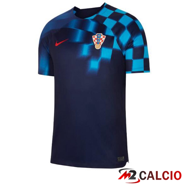 Maglie Calcio Personalizzate,Tute Calcio Squadre,Maglia Nazionale Italiana Calcio | Maglie Calcio Croazia Seconda Nero Blu Coppa del Mondo 2022