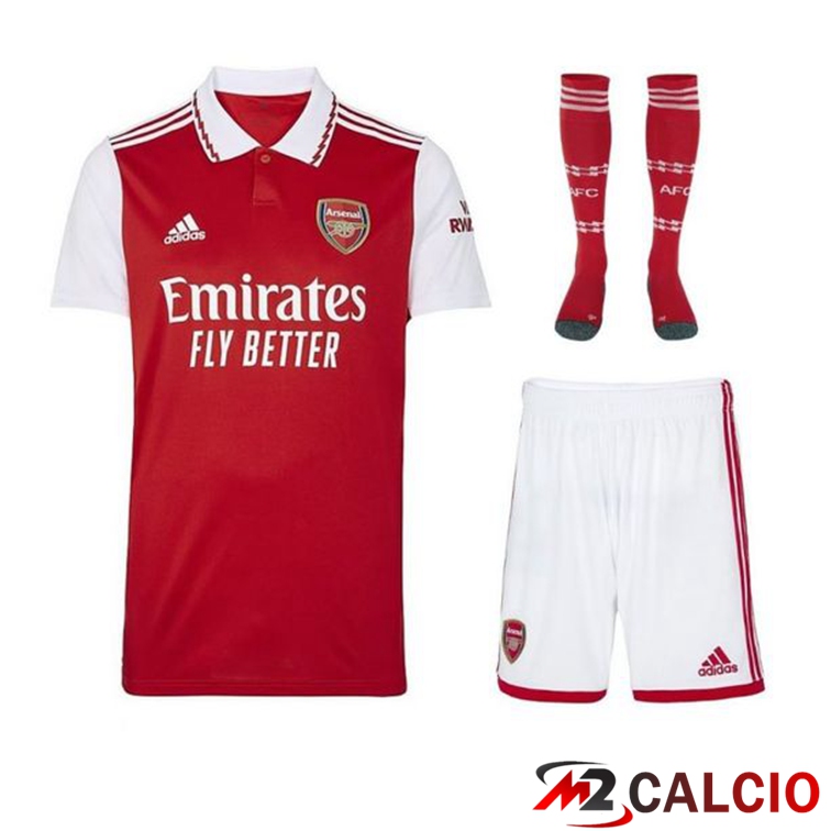 Maglie Calcio Personalizzate,Tute Calcio Squadre,Maglia Nazionale Italiana Calcio | Insieme Maglie Calcio Arsenal Prima (Pantaloncini + Calzini) 2022/2023