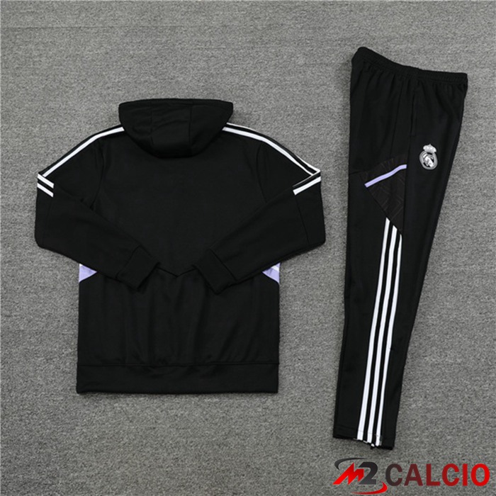 Insieme Giacca Con Cappuccio Tuta Real Madrid Nero 2022/2023