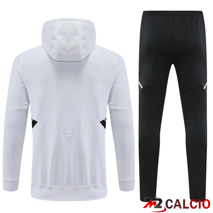 Insieme Giacca Con Cappuccio Tuta Real Madrid Bianco 2022/2023
