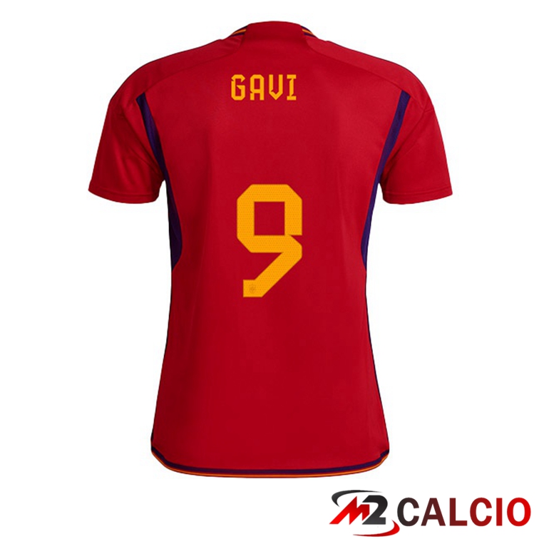 Maglie Calcio Personalizzate,Tute Calcio Squadre,Maglia Nazionale Italiana Calcio | Maglie Calcio Spagna (GAVI 9) Prima Rosso Coppa Del Mondo 2022