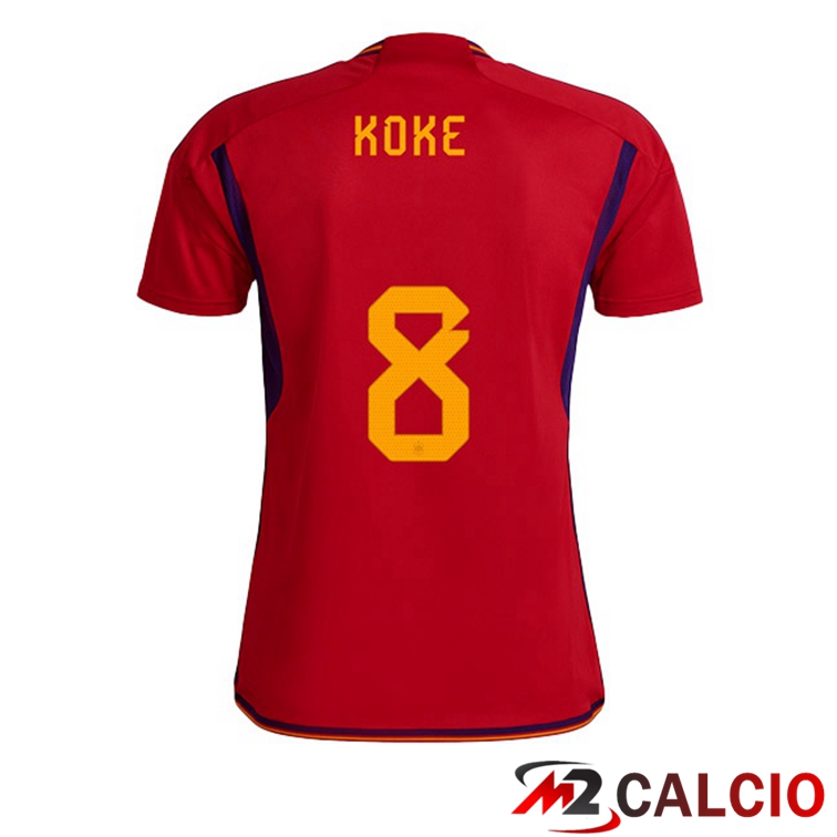 Maglie Calcio Personalizzate,Tute Calcio Squadre,Maglia Nazionale Italiana Calcio | Maglie Calcio Spagna (KOKE 8) Prima Rosso Coppa Del Mondo 2022