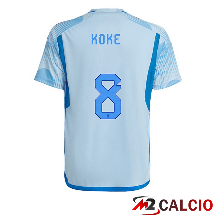 Maglie Calcio Personalizzate,Tute Calcio Squadre,Maglia Nazionale Italiana Calcio | Maglie Calcio Spagna (KOKE 8) Seconda Blu Bianco Coppa Del Mondo 2022