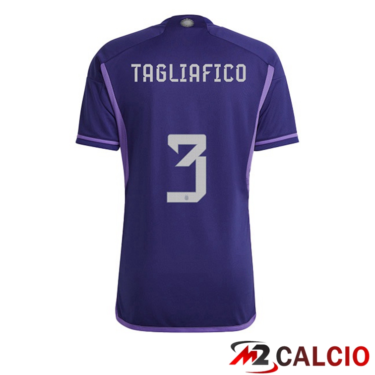 Maglie Calcio Personalizzate,Tute Calcio Squadre,Maglia Nazionale Italiana Calcio | Maglie Calcio Argentina (TAGLIAFICO 3) Seconda Porpora Coppa Del Mondo 2022
