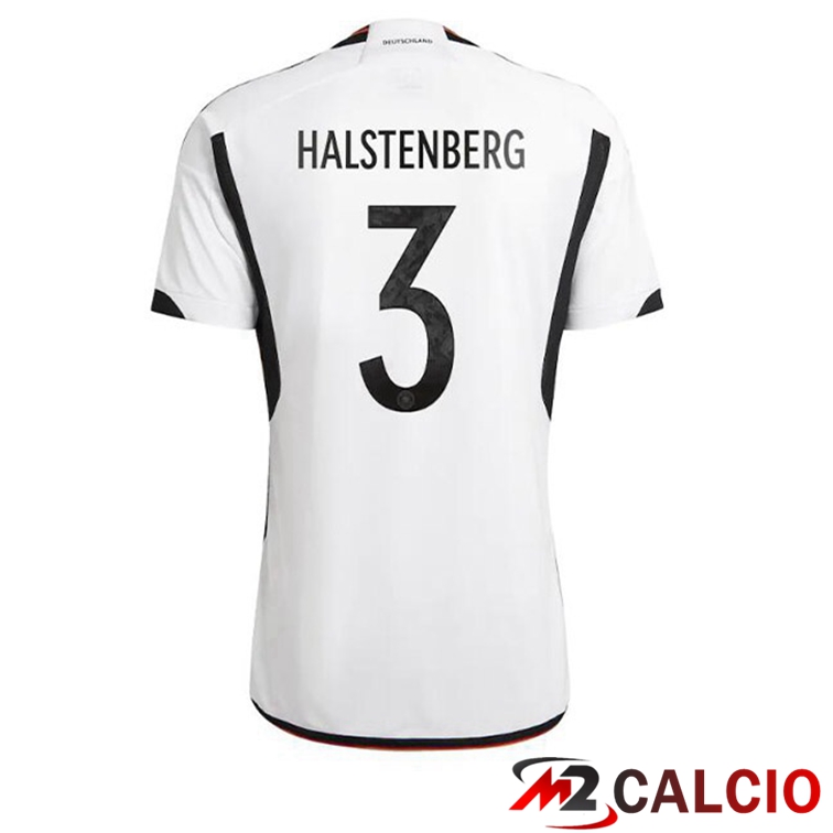 Maglie Calcio Personalizzate,Tute Calcio Squadre,Maglia Nazionale Italiana Calcio | Maglie Calcio Germania (HALSTENBERG 3) Prima Nero Bianco 2022/2023