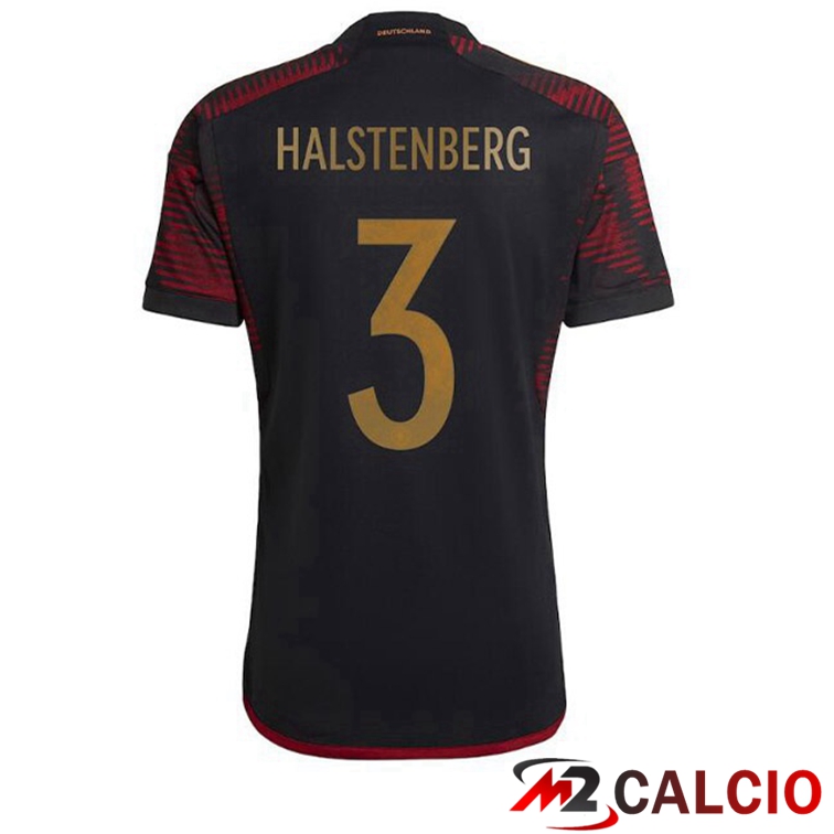 Maglie Calcio Personalizzate,Tute Calcio Squadre,Maglia Nazionale Italiana Calcio | Maglie Calcio Germania (HALSTENBERG 3) Seconda Nero 2022/2023