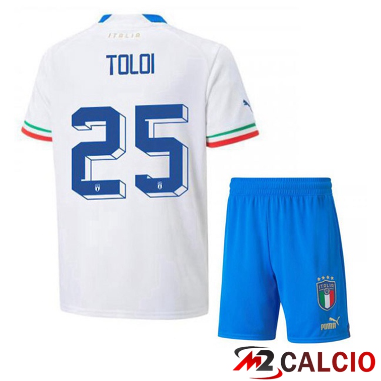 Maglie Calcio Italia (Toloi 25) Bambino Seconda Bianco 2022/2023