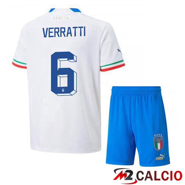 Maglie Calcio Italia (Verratti 6) Bambino Seconda Bianco 2022/2023
