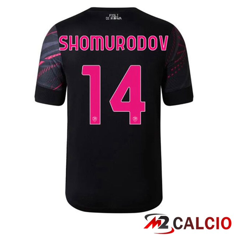 Maglie Calcio Personalizzate,Tute Calcio Squadre,Maglia Nazionale Italiana Calcio | Maglie Calcio AS Roma (SHOMURODOV 14) Terza Nero 2022/2023