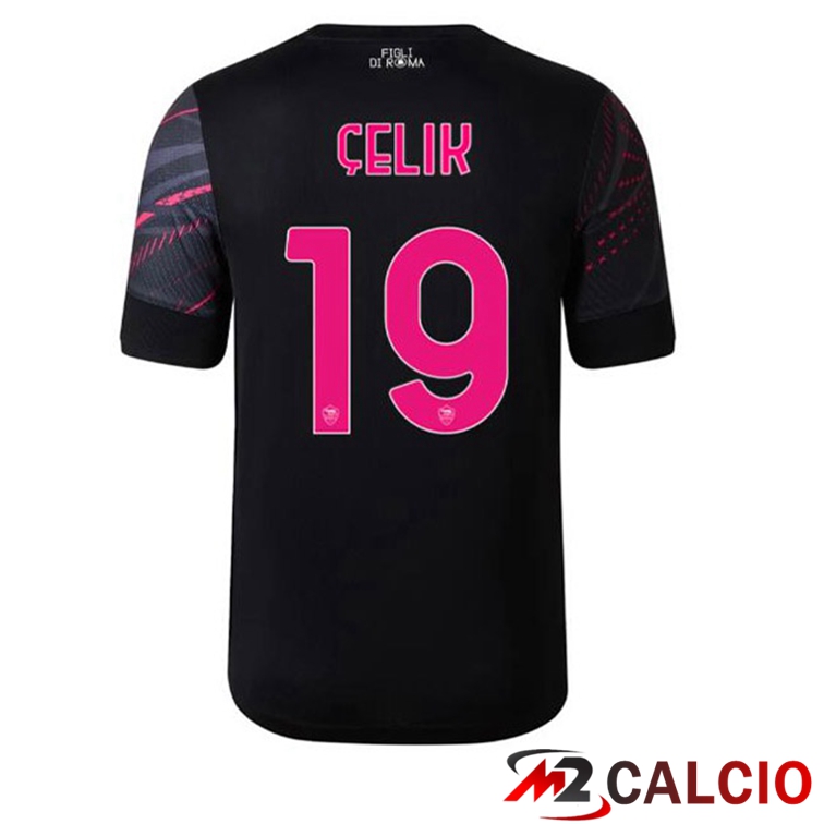 Maglie Calcio Personalizzate,Tute Calcio Squadre,Maglia Nazionale Italiana Calcio | Maglie Calcio AS Roma (ÇELIK 19) Terza Nero 2022/2023