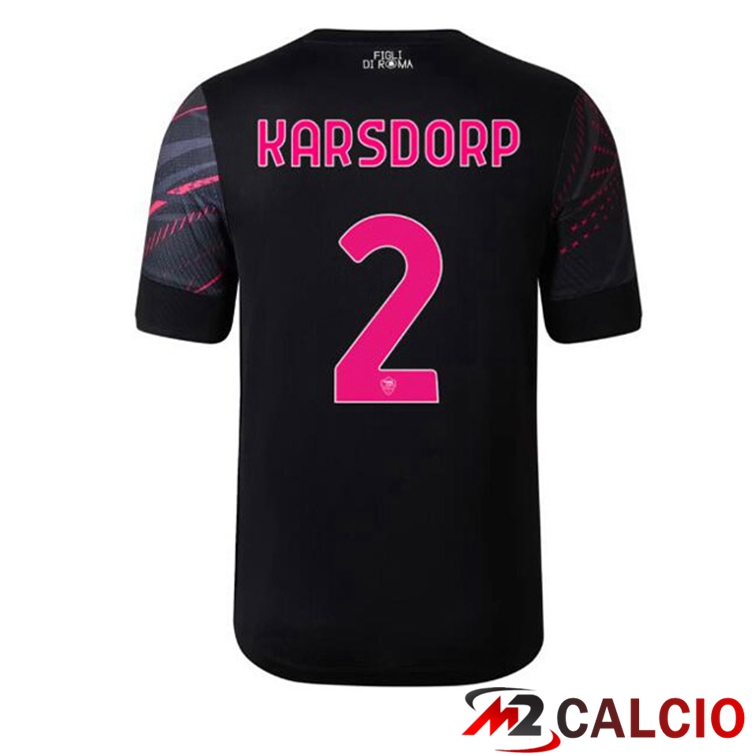 Maglie Calcio Personalizzate,Tute Calcio Squadre,Maglia Nazionale Italiana Calcio | Maglie Calcio AS Roma (KARSDORP 2) Terza Nero 2022/2023