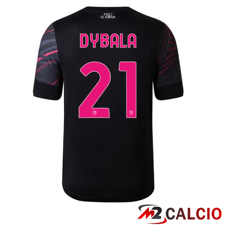 Maglie Calcio Personalizzate,Tute Calcio Squadre,Maglia Nazionale Italiana Calcio | Maglie Calcio AS Roma (DYBALA 21) Terza Nero 2022/2023