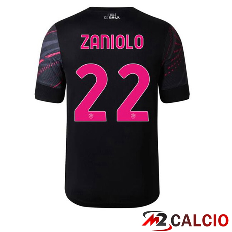 Maglie Calcio Personalizzate,Tute Calcio Squadre,Maglia Nazionale Italiana Calcio | Maglie Calcio AS Roma (ZANIOLO 22) Terza Nero 2022/2023