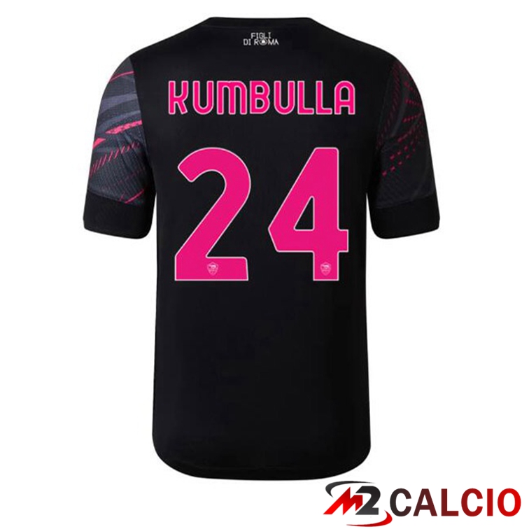 Maglie Calcio Personalizzate,Tute Calcio Squadre,Maglia Nazionale Italiana Calcio | Maglie Calcio AS Roma (KUMBULLA 24) Terza Nero 2022/2023