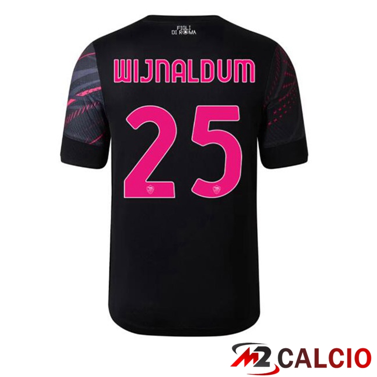 Maglie Calcio Personalizzate,Tute Calcio Squadre,Maglia Nazionale Italiana Calcio | Maglie Calcio AS Roma (WIJNALDUM 25) Terza Nero 2022/2023