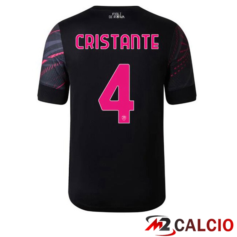 Maglie Calcio Personalizzate,Tute Calcio Squadre,Maglia Nazionale Italiana Calcio | Maglie Calcio AS Roma (CRISTANTE 4) Terza Nero 2022/2023