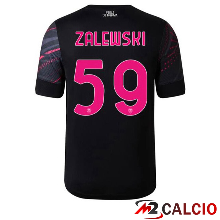 Maglie Calcio Personalizzate,Tute Calcio Squadre,Maglia Nazionale Italiana Calcio | Maglie Calcio AS Roma (ZALEWSKI 59) Terza Nero 2022/2023
