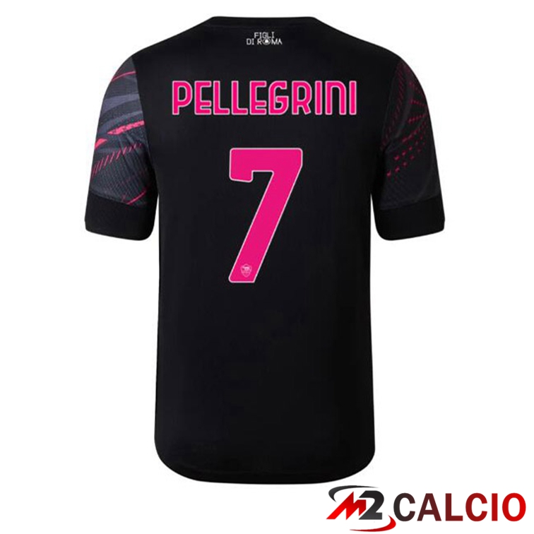 Maglie Calcio Personalizzate,Tute Calcio Squadre,Maglia Nazionale Italiana Calcio | Maglie Calcio AS Roma (PELLEGRINI 7) Terza Nero 2022/2023