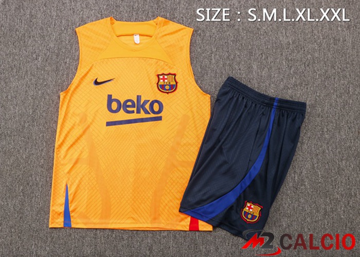 Canotta Calcio FC Barcellona + Shorts Arancione 2022/2023