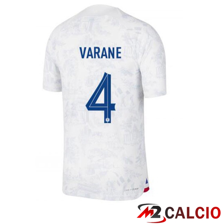 Maglie Calcio Personalizzate,Tute Calcio Squadre,Maglia Nazionale Italiana Calcio | Maglie Calcio Francia (VARANE 4) Seconda Bianco Coppa Del Mondo 2022