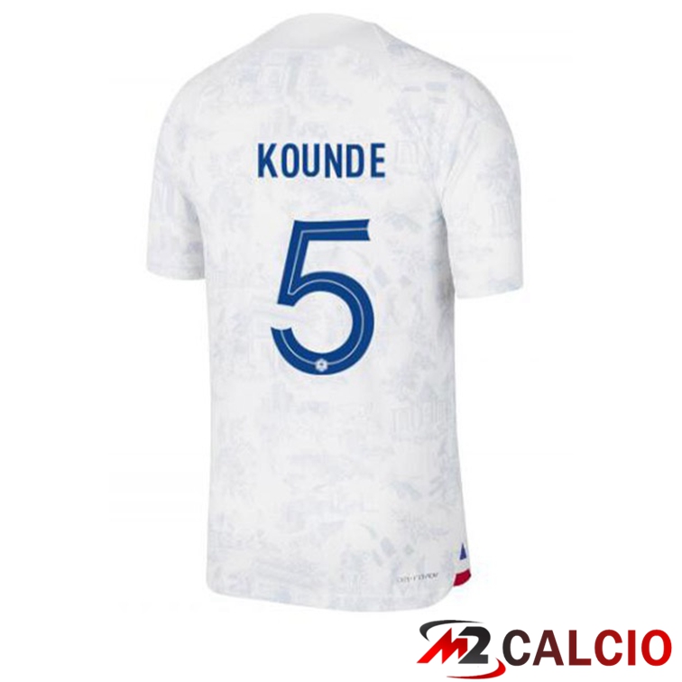 Maglie Calcio Personalizzate,Tute Calcio Squadre,Maglia Nazionale Italiana Calcio | Maglie Calcio Francia (KOUNDE 5) Seconda Bianco Coppa Del Mondo 2022
