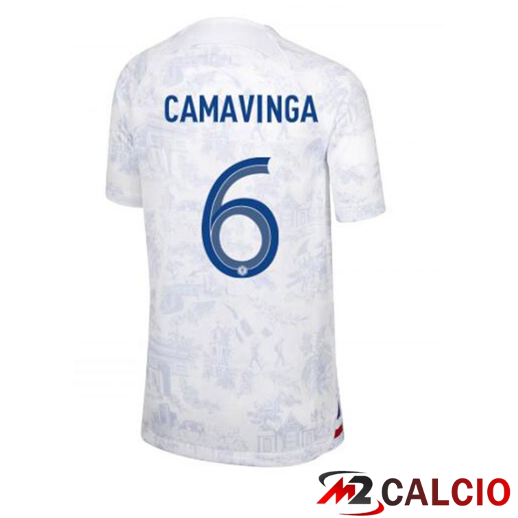 Maglie Calcio Personalizzate,Tute Calcio Squadre,Maglia Nazionale Italiana Calcio | Maglie Calcio Francia (CAMAVINGA 6) Seconda Bianco Coppa Del Mondo 2022