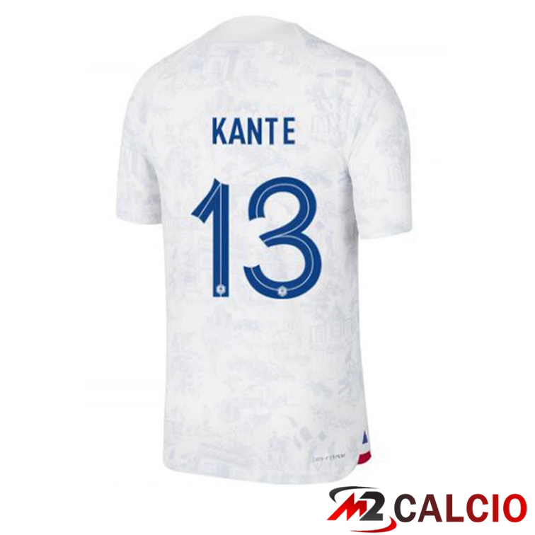 Maglie Calcio Personalizzate,Tute Calcio Squadre,Maglia Nazionale Italiana Calcio | Maglie Calcio Francia (KANTE 13) Seconda Bianco Coppa Del Mondo 2022